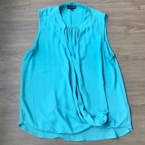 Chiffon turquoise wrap blouse